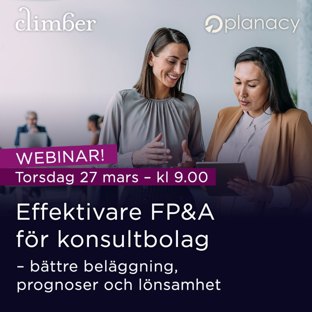 Webinar: Effektivare FP&A för konsultbolag – bättre beläggning, prognoser och lönsamhet